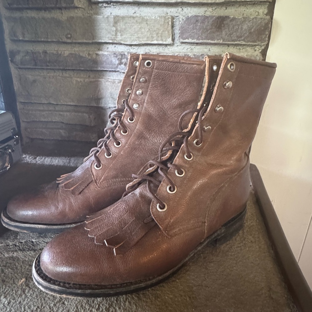 Dan Post Brown Leather Lace-Up Boots